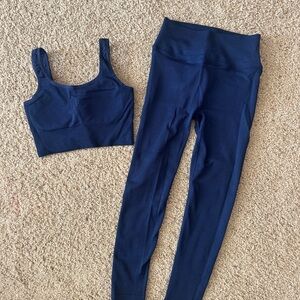 J. Crew SculptStretch Blue Activewear set leggings and longline bra